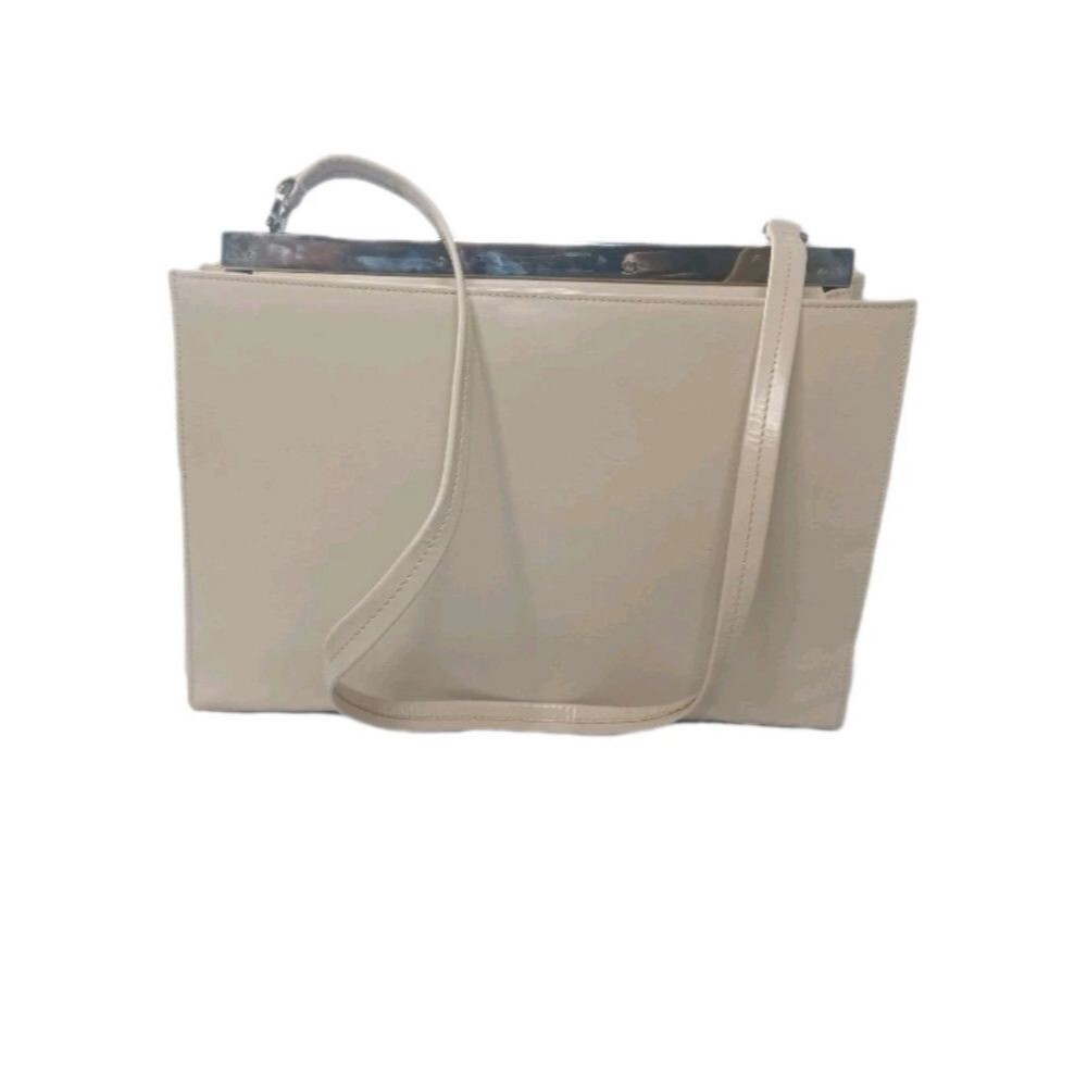 Vintage Salvatore Ferragamo Leather Shoulder Bag Slim Handbag Cream Light Brown - Picture 4 of 12